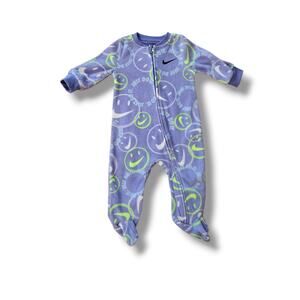 Nike Smiley Logo Fleece Footies One Piece In Purple